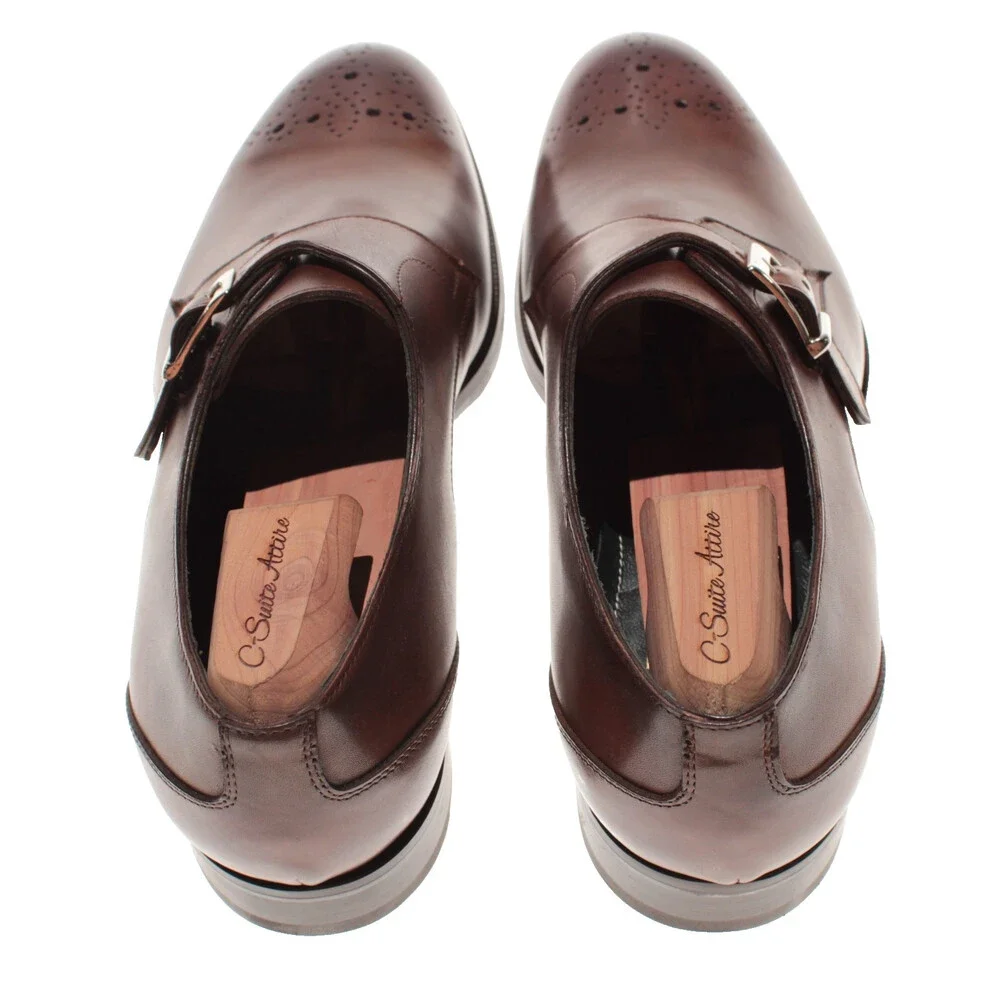 Pastori NWB Single Monk Strap Dress Shoes Size 10 US in Brown Leather